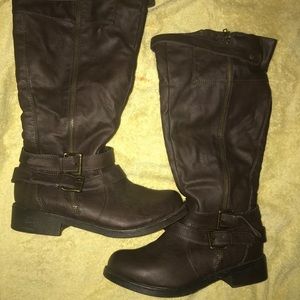 Dark brown wide calf boots